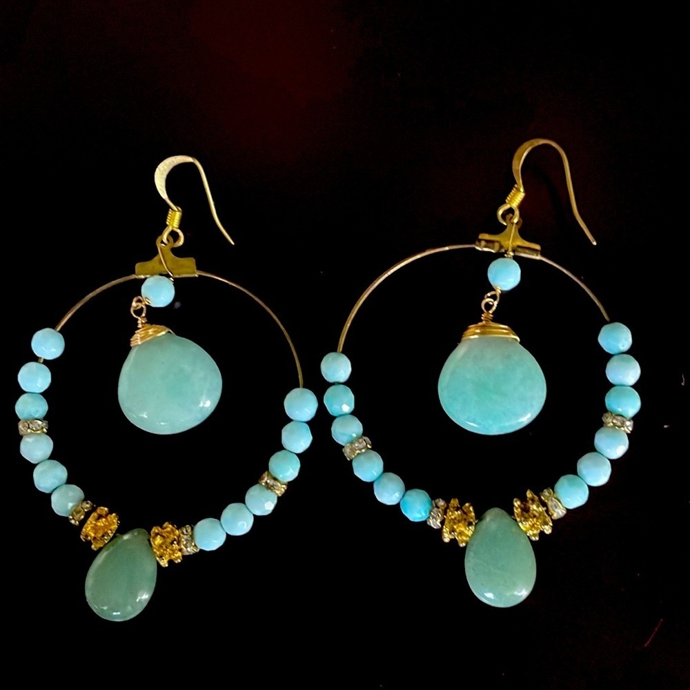 Goldtone natural stone earrings